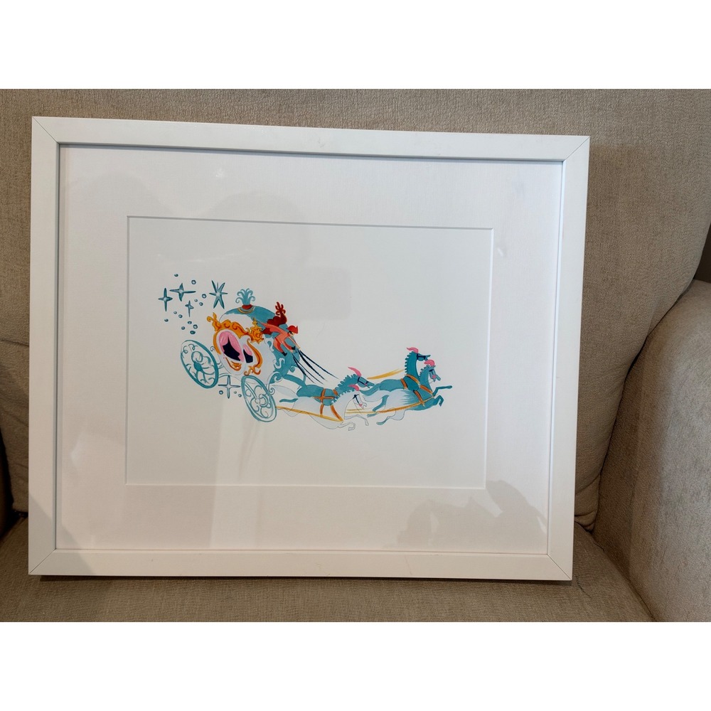 Pottery Barn Kids Disney Mary Blair Cinderella Carriage Framed Art Print 190/300